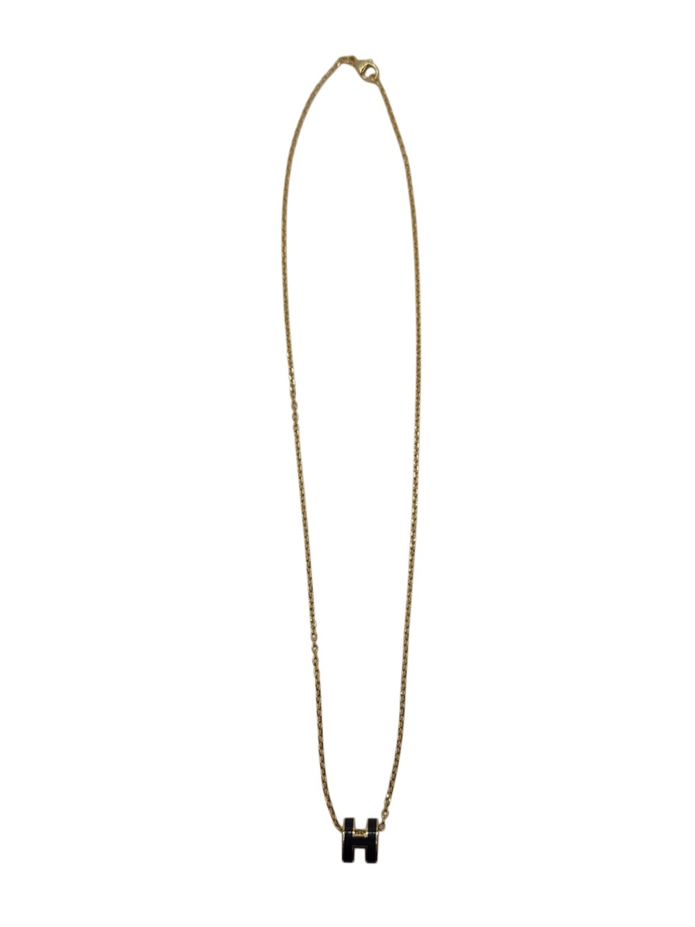Auth HERMES Mini Pop H Pendant Necklace Black Noir Gold Hardware GHW - Picture 5 of 10